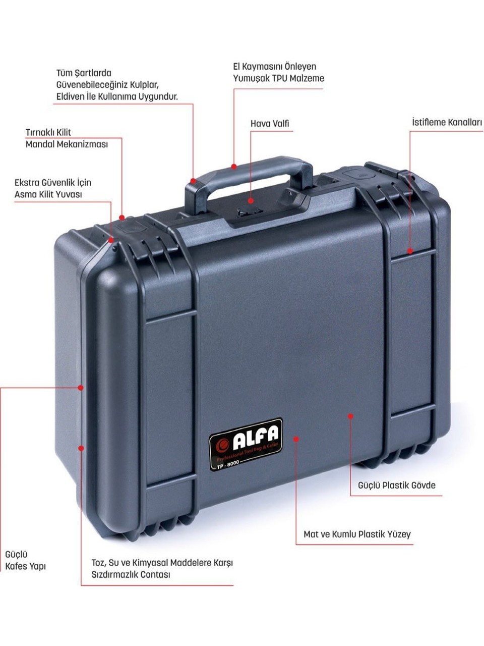 Alfa TP-8000 Takım Çantası Kırılmaz Su Geçirmez