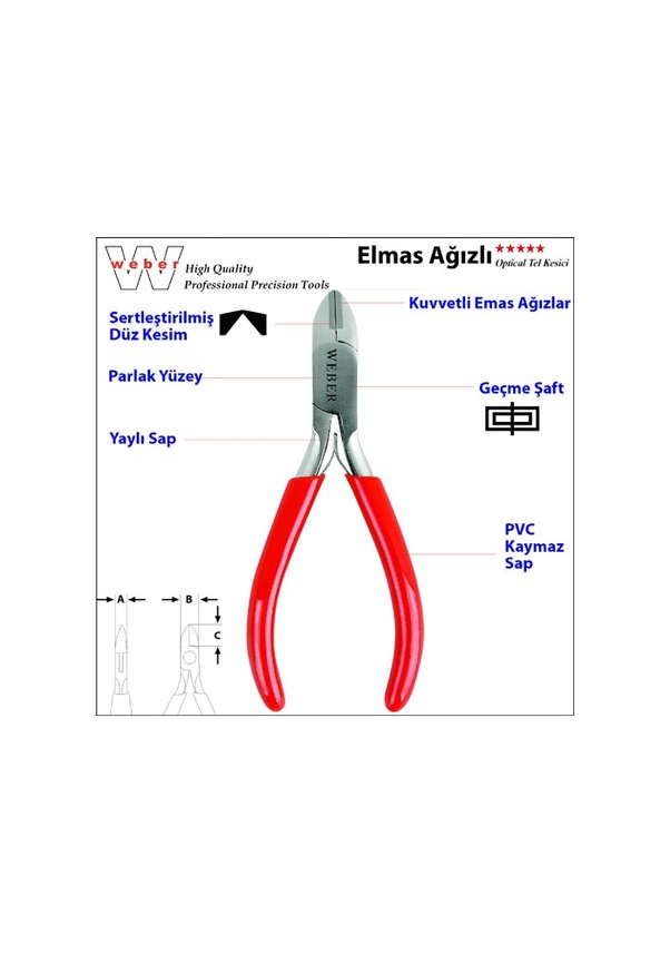 Weber 2160 Elmas Ağızlı Elektronikçi Yan Keski-Yaylı 160 MM