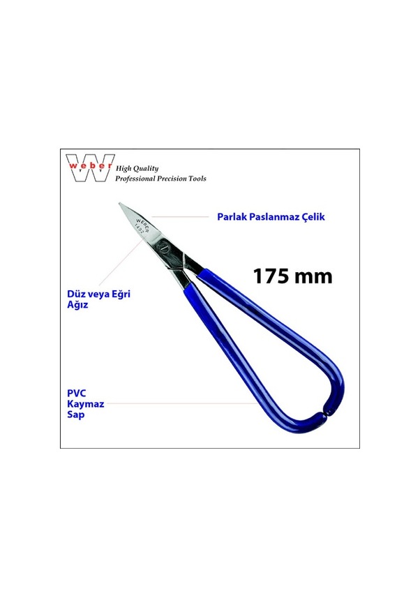 Weber 1492 Kuyumcu Makası Düz Ağız - 175  MM