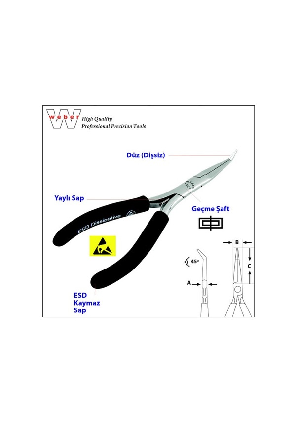 Weber 1321 Eğri Uçlu Elektronikçi K. Burun-yaylı-düz 130 MM