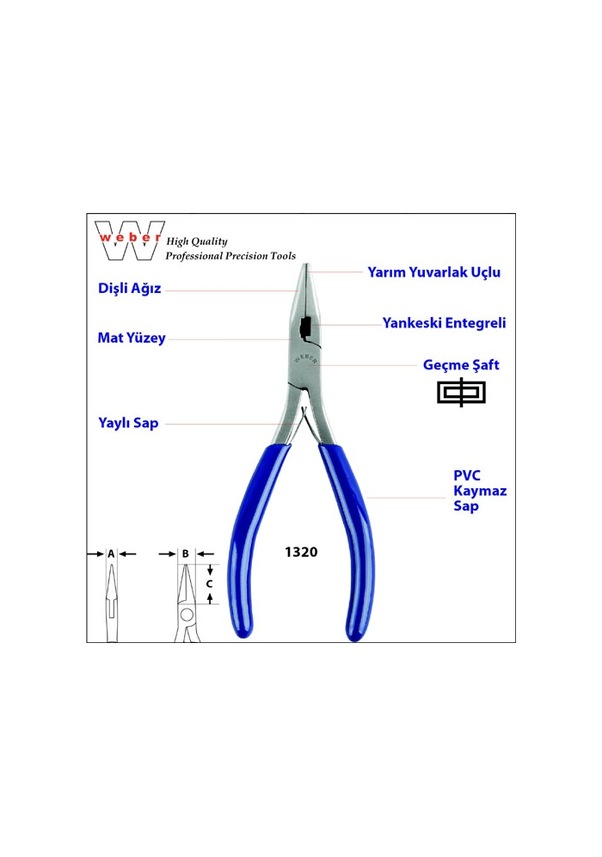 Weber 1320 Yan Keskili Yuv. Uçlu Elektronikçi K. Burun-yaylı-dişli