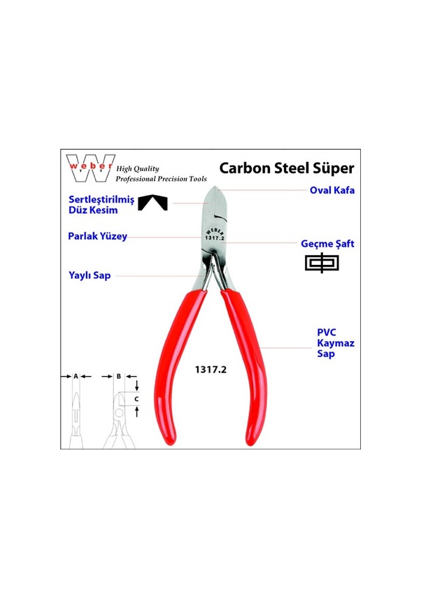 Weber 1317.2 Karbon Çelik Süper Elektronikçi Yan Keski-Yaylı 115