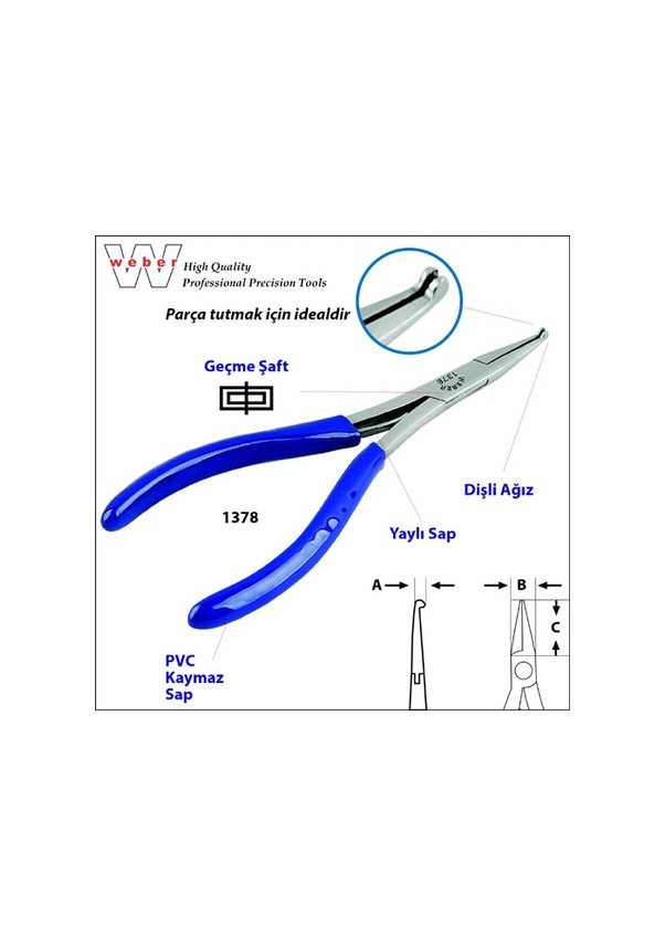 Weber 1378 Penset Uçlu Elektronikçi K. Burun-yaylı-dişli 135 Mm