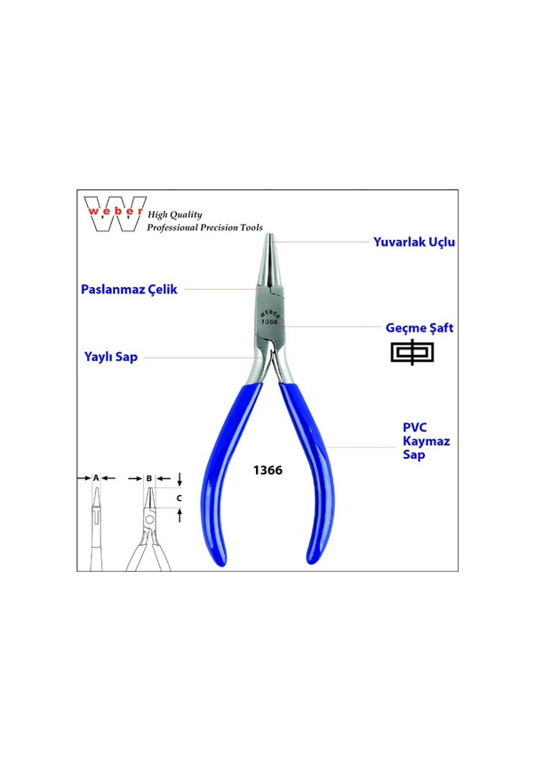 Weber 1366 Yuvarlak Uçlu Karga Burun 130 MM