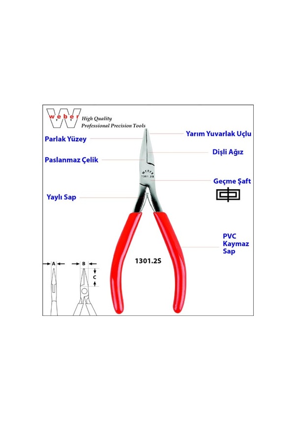 Weber 1301.2s Yarım Yuv. Uçlu Elekt. K. Burun-yaylı-dişli 120 MM