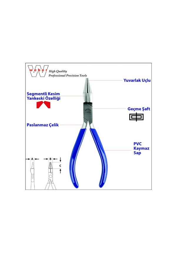 Weber 1380 Yan Keskili Tel Bükme Pensesi 145 MM