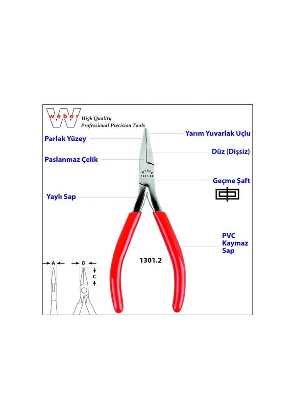 Weber 1301.2 Yarım Yuv. Uçlu Elekt. K. Burun-yaylı-düz 120 MM
